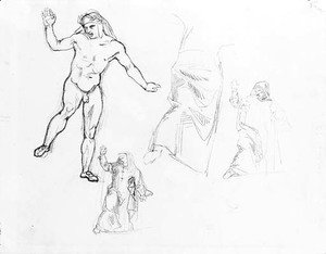 Eugene Delacroix - Studies for La barque de Dante