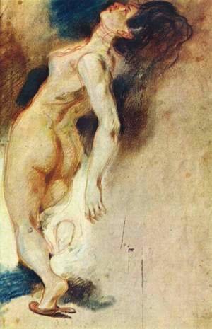Eugene Delacroix - Female Nude Killed From Behind