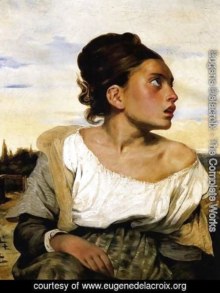 Eugene Delacroix - Girl Seated in a Cemetery 1824