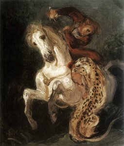 Jaguar Attacking a Horseman