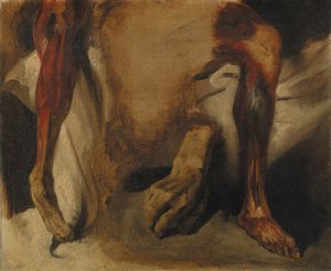 A severed Hand and two corchs of a Leg