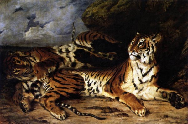 A Young Tiger Playing with its Mother 1830